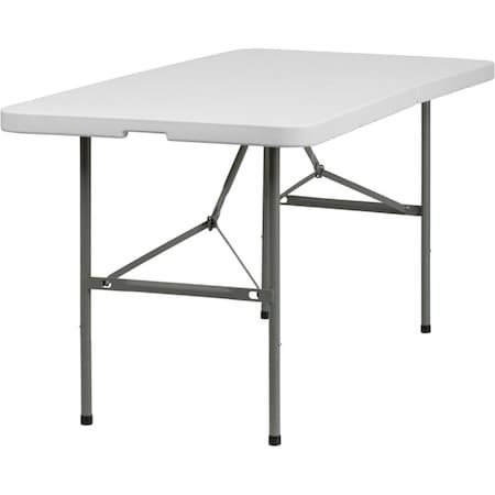 Rectangle Wh 30X60 Plastic Bi-Fold Table, 30" W, 60" L, 29" H, Plastic Top, White