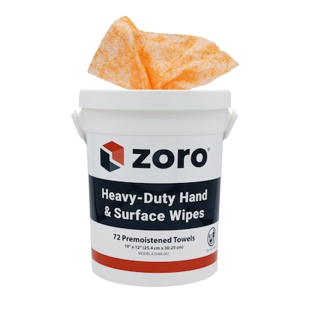 Heavy-Duty Hand & Surface Wipes, Premoistened, Aloe/Vitamin E, Citrus Fragrance, 72 Wipes/Bucket