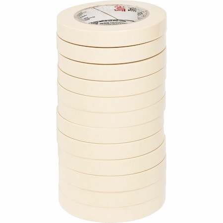 Masking Tape, 3/4 in. W x 60 yd. L, 0.7 in W x 60.1 yds L, 4.4 mil Thick, Natural Rubber Adhesive