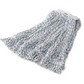 1 in String Wet Mop, 16 oz Dry Wt, Side Gate Connection, Looped-End, Blue/White, Cotton/Synthetic