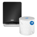 Motion Activated Core Hard Paper Towel Dispenser With Paper Towel Roll Refill 6 PK