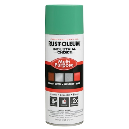 Spray Paint, OSHA Safety Green, Gloss, Solvent, 12 oz