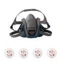 Half Mask Respirator Kit: 4 Filters Included, Nuisance Acid Gas, P100 Filter, Quick Latch, Size L
