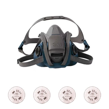 Half Mask Respirator Kit: 4 Filters Included, Nuisance Acid Gas, P100 Filter, Quick Latch, Size L