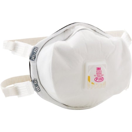 Disposable Respirator, P100, Molded, Dual, Adjustable, Metal Nose Clip, M