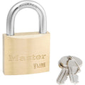 Padlock, Keyed Alike, Standard Shackle, Rectangular Brass Body, Steel Shackle, 13/16 in W