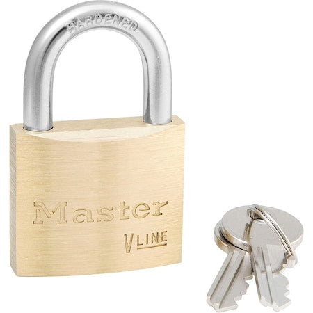 Padlock, Keyed Alike, Standard Shackle, Rectangular Brass Body, Steel Shackle, 13/16 in W