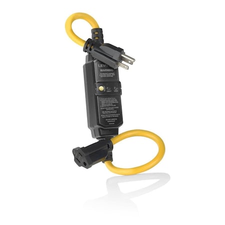 SJTW GFCI Extension Cord, 14 AWG, Outdoor, 14/4, 1 Outlets, 5-15R, Black, Polycarbonate, 5-15P