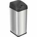 13 gal Rectangular Indoor Metal Can, Silver, Touchless Sensor Lid, Stainless Steel, 10.75 in