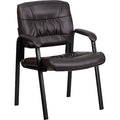 Contemporary Side Reception Chair, Brown Back, 23-1/4 in W 26" L 36" H, Padded, Leather Seat
