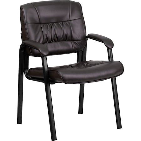 Contemporary Side Reception Chair, Brown Back, 23-1/4 in W 26" L 36" H, Padded, Leather Seat