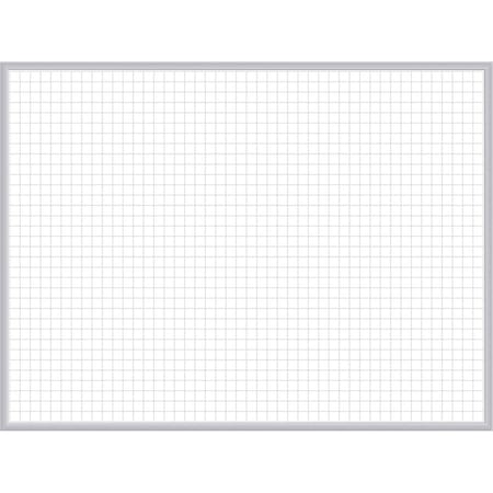 Dry Erase Board, Steel, 24 in, 36 in, Aluminum Frame, White/Gray, Gloss