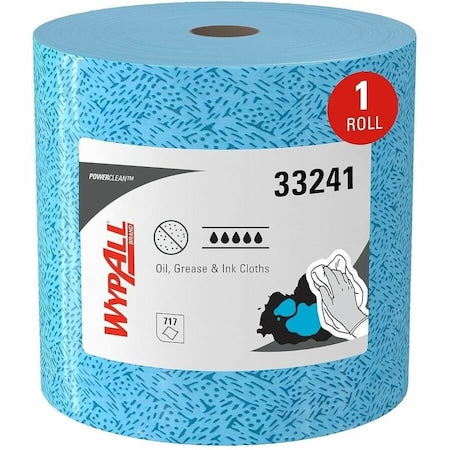 WypAll Oil, Grease & Ink Cloths (33241), Jumbo Roll, Lint-Free, Blue 717 Sheets/Roll, 1 Roll/Case