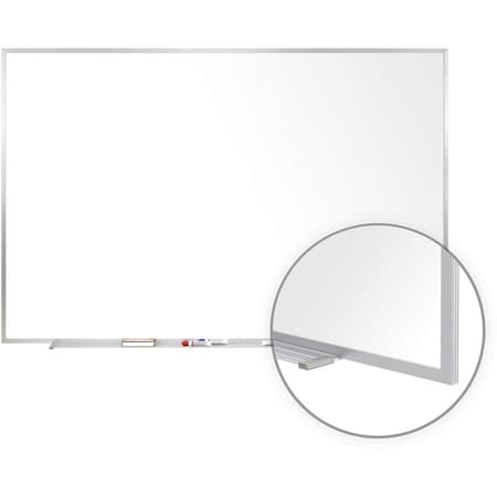 Dry Erase Board, Porcelain, 48 1/2 in, 120 1/2 in, Aluminum Frame, White, Matte