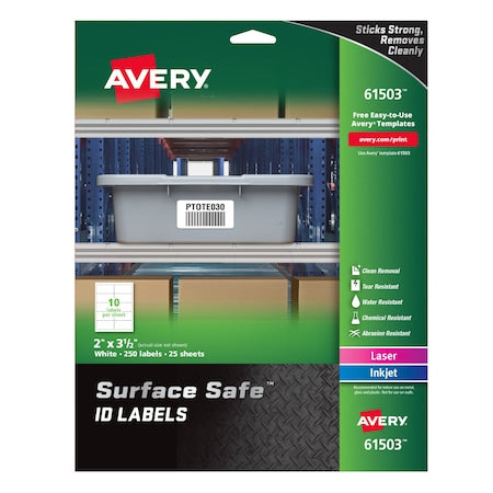 Multiple Purpose Labels, 3 1/2 in Label W, 2 in Label H, 25 Labels per Sheet White
