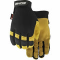 Leather Palm Gloves, Spandex, Goatskin, Black/Tan, XL, 1 PR