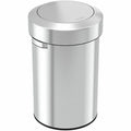 17 gal Round Indoor Metal Can, Silver, Swing Top, Stainless Steel, 15.83 in