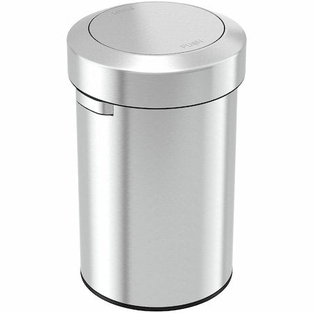 17 gal Round Indoor Metal Can, Silver, Swing Top, Stainless Steel, 15.83 in