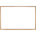 Dry Erase Board, Porcelain, 36 5/8 in, 48 5/8 in, Wood Frame, White, Matte