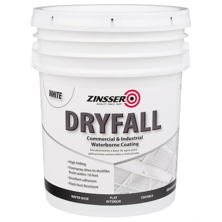Dryfall Commercial & Industrial Waterborne Coating, White, Flat, 5 Gallon
