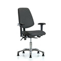 Desk Chair Desk Chair,Vinyl,Med,Bk,Glds,Gry, Adjustable Arms, 18"" to 23"" Height, Vinyl, Charcoal