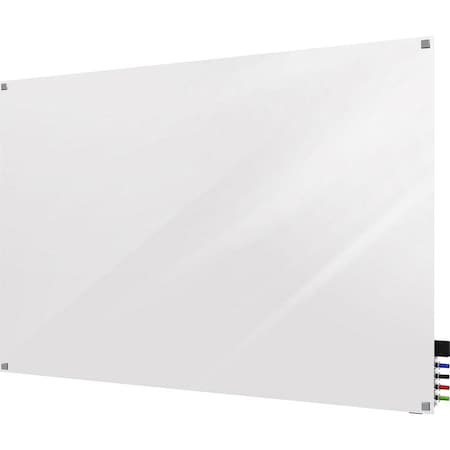 Dry Erase Board, Glass, 24 in, 36 in, No Frame Frame, White, Gloss