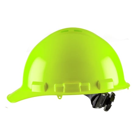 Hard Hat, Ratchet, 4 Point, Vented, Lime