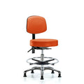 Vin Stool with Back Chr-Med Bench Ht with Chr Foot RingandStat Glides in Orange Kist Trailblazer Vin