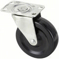 Plate Caster, Swivel, Rubber, 3 1/2"H