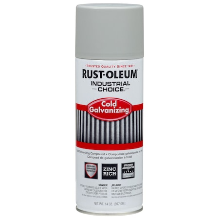 Spray Paint, Galvanized Zinc, Flat, Solvent, 14 oz