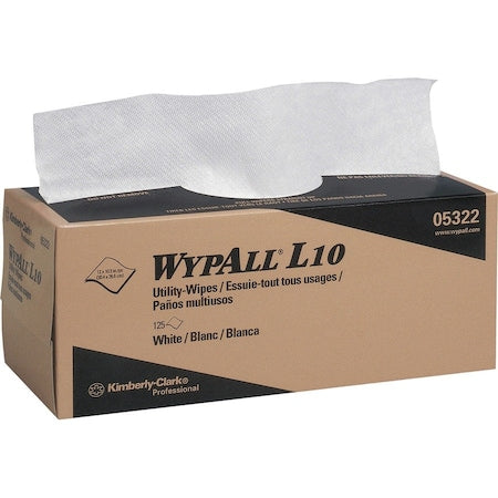 WypAll General Clean L10 Light Cleaning Towels (05322), Limited Use, 1-PLY, Pop-Up Box, White, PK18