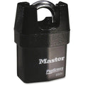 Padlock, Keyed Different, Partially Hidden Shackle, Rectangular Steel Body, Boron Shackle, 7/8 in W