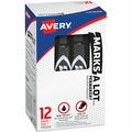 Permanent Marker, Black, Chisel Tip, Capped, 12 PK