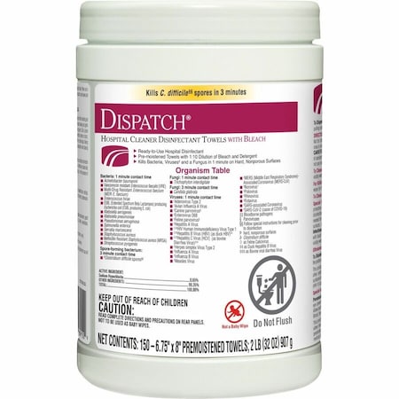 Disinfecting Wipes, 7 x 8", 150 Wipes, PK8