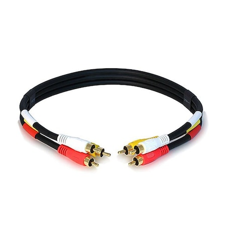 Triple RCA Dubbing Cable, RG59U, 1.5 ft.