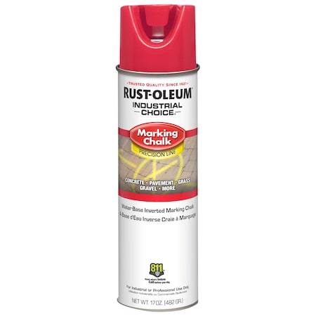 Inverted Marking Chalk, 17 oz, Aerosol, Red, Water -Based