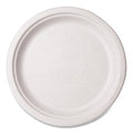 Nourish Molded Fiber Tableware, Compostable, Plate, Sugarcane, 10 dia, White, 500PK