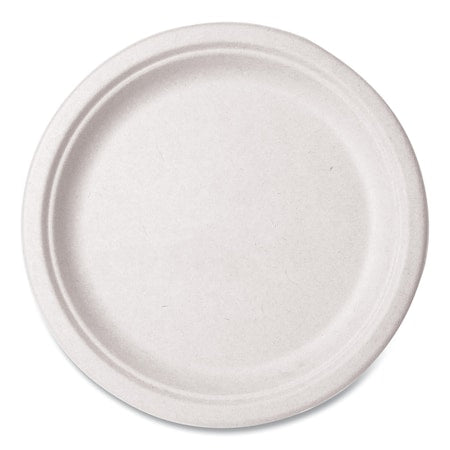 Nourish Molded Fiber Tableware, Compostable, Plate, Sugarcane, 10 dia, White, 500PK