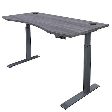 Adjustable Desk Adjustable Desk, 30" D X 28" to 48" H, 60" W X Medium Density Fiberboard, Gray