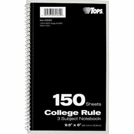 9-1/2 x 6" Wirebound Notebook, College Rule, 150 Pg