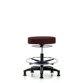 Fab Stool without Back-Medium Bench Height with Chrome Foot RingandStationary Glides in Burgundy Fab