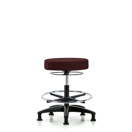 Fab Stool without Back-Medium Bench Height with Chrome Foot RingandStationary Glides in Burgundy Fab