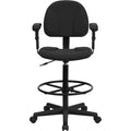 Contemporary Drafting Chair, 20" L 42-3/4" H, Adjustable Padded, Fabric Seat
