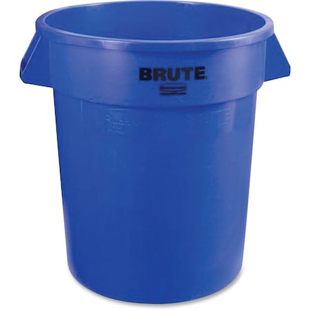 BRUTE 10 gal Round Heavy Duty Plastic Can, Blue, None, Plastic, Not Applicable