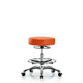 Vin Stool without Back Chr-Medium Bench Ht with Chr FRandCasters in Orange Kist Trailblazer Vin