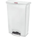 Slim Jim Step-On 24 gal Rectangular Slim-Profile Plastic Can, White, Foot Pedal, Plastic, 23 3/8 in