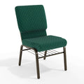 Fabric Church Chair w/Book Rack, Green