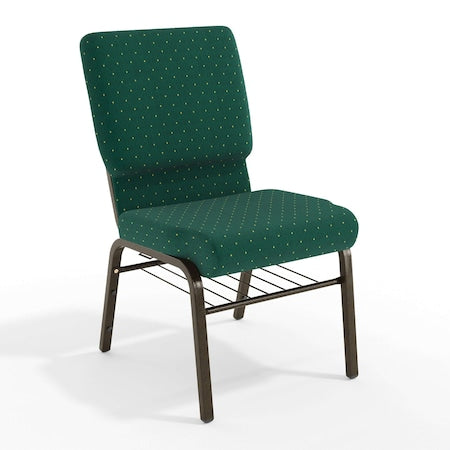 Fabric Church Chair w/Book Rack, Green