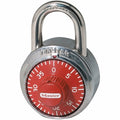 Combination Padlock, Center, Red/Silver