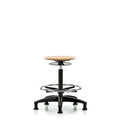 Wood Stool - High Bench Height with Chrome Foot Ring and Stationary Glides